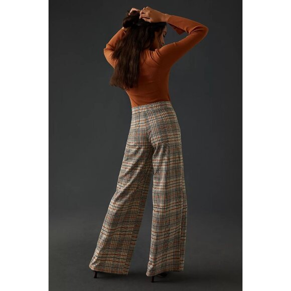 Anthropologie Plaid Wide Leg Pants - Black, Brown, Cream - Picture 5 of 12